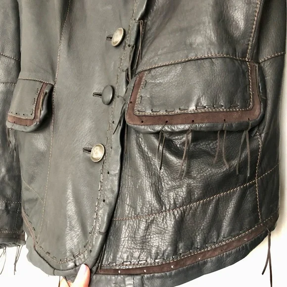 Scully Vintage Fringe Leather Jacket | chocolate brown - Picture 3 of 10